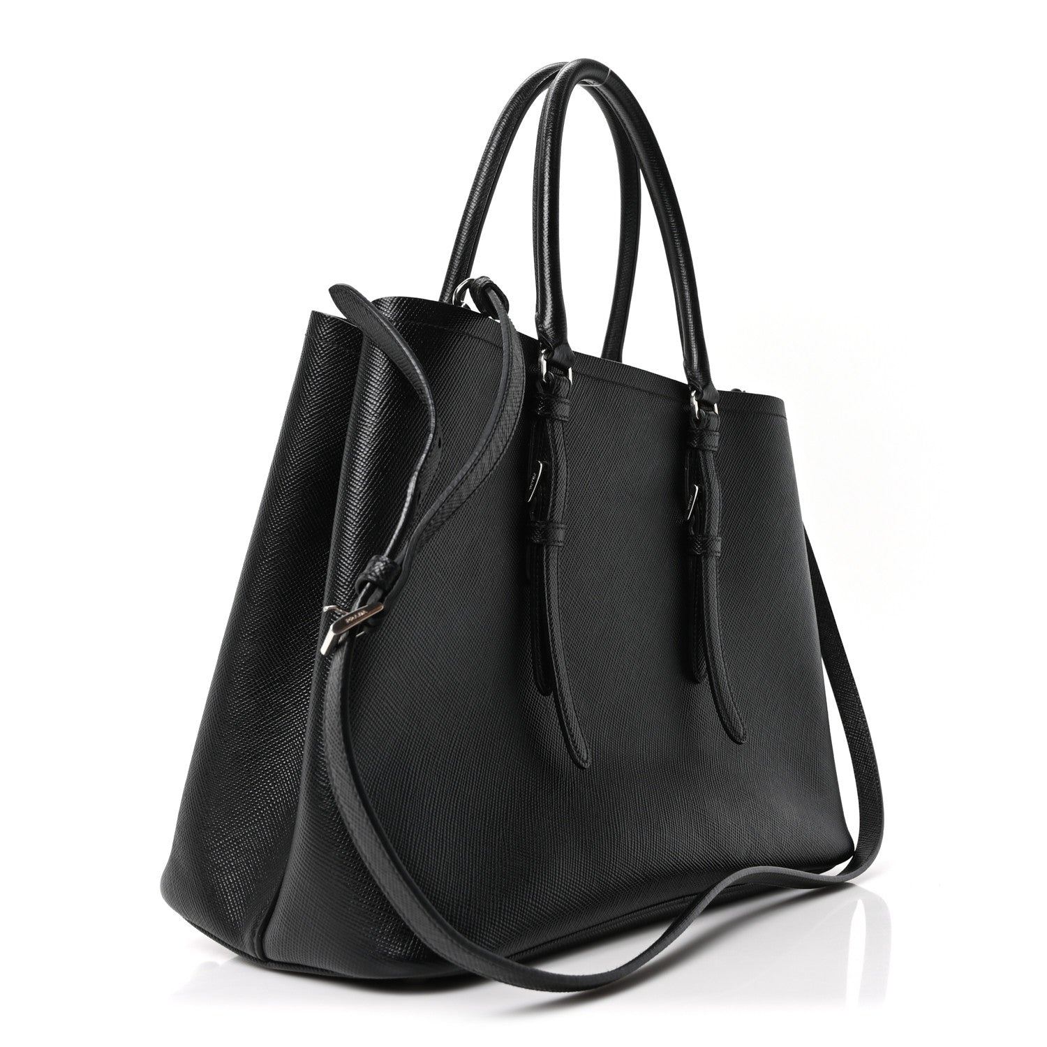 Prada Saffiano Cuir Medium Double Handle Tote Black 3 of 9