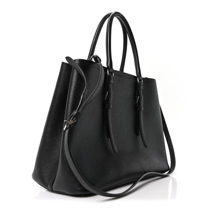 Prada Saffiano Cuir Medium Double Handle Tote Black 3 of 9