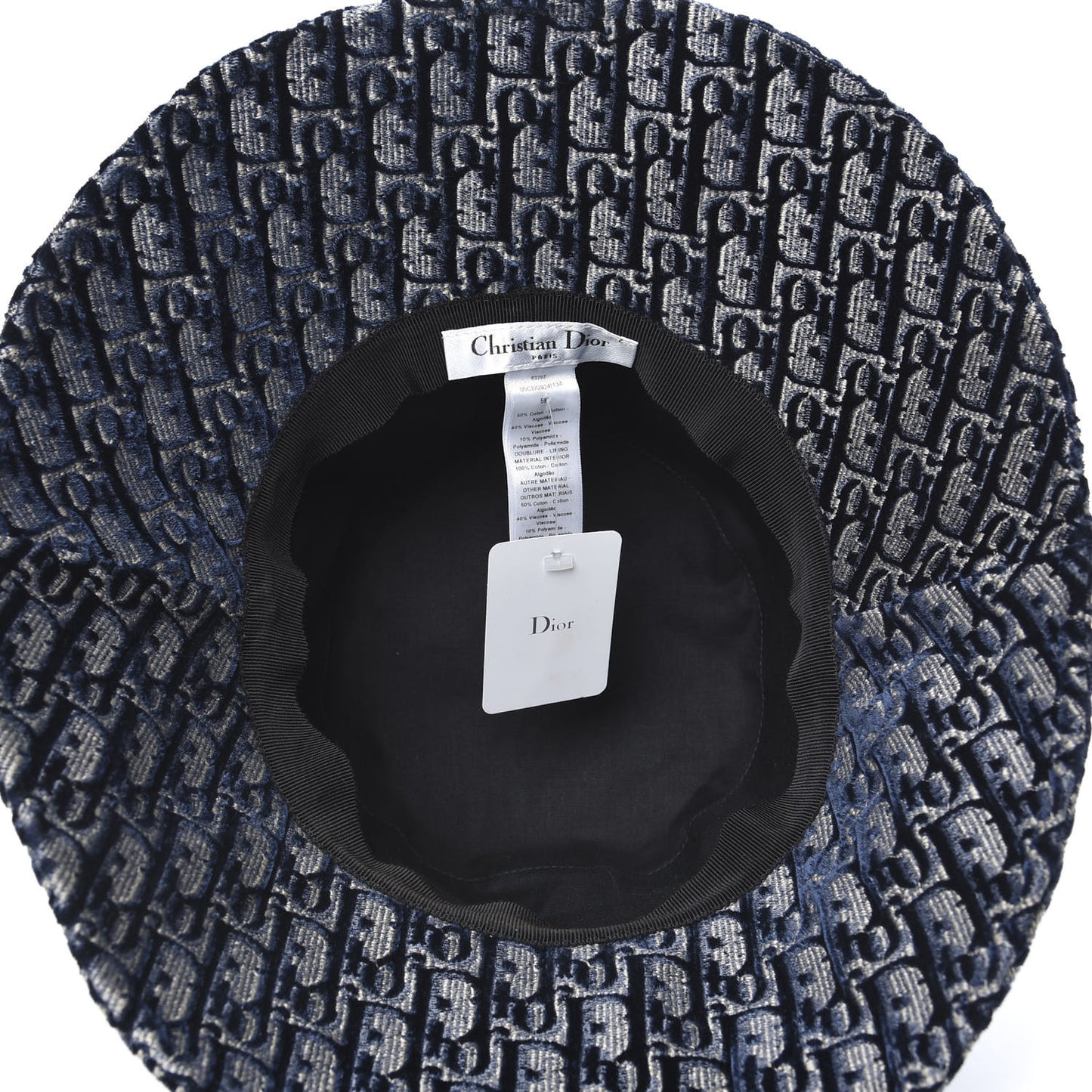 Velvet Oblique Large Brim Bucket Hat 59 Bleu Marine