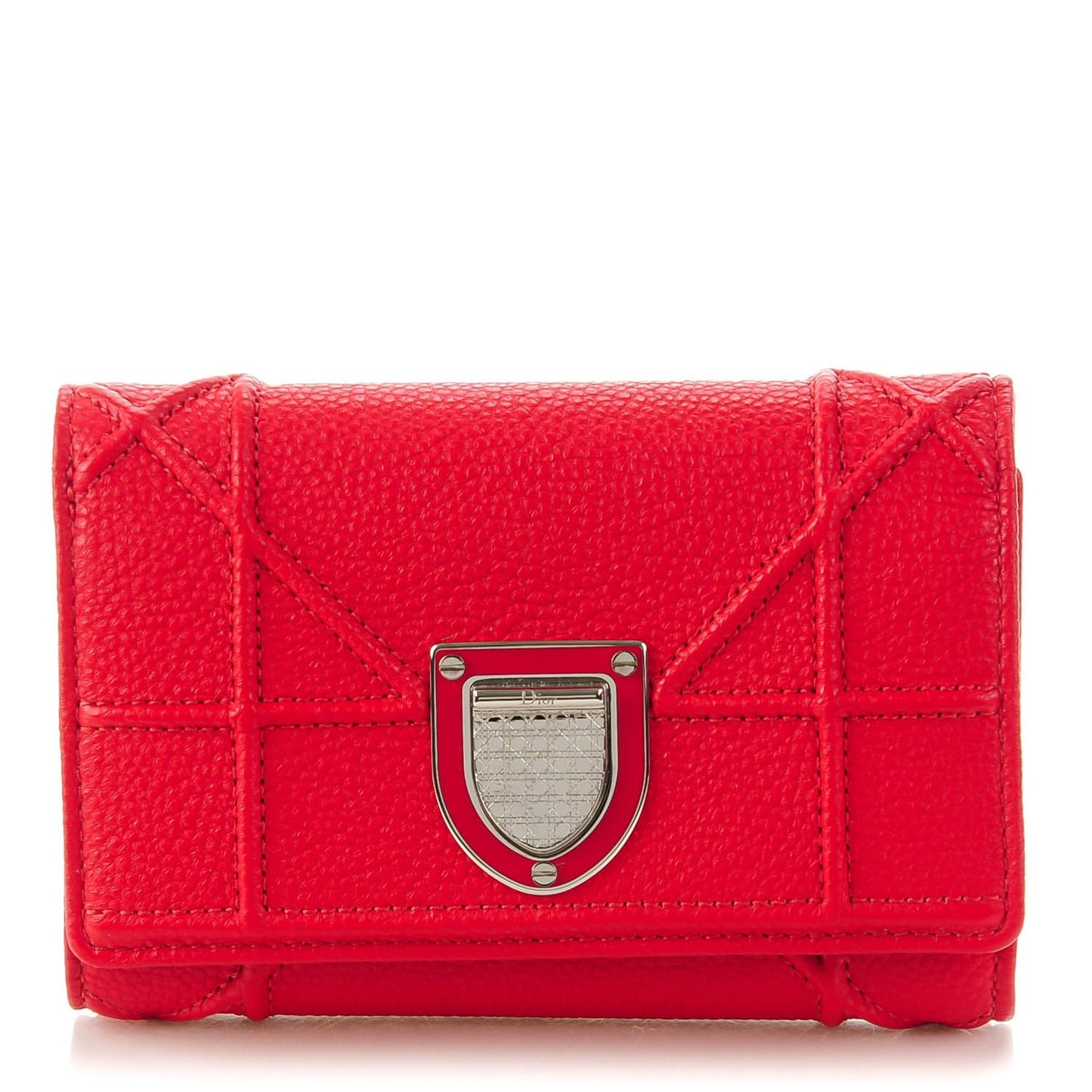 Grained Calfskin Cannage Diorama Elancee Wallet Red