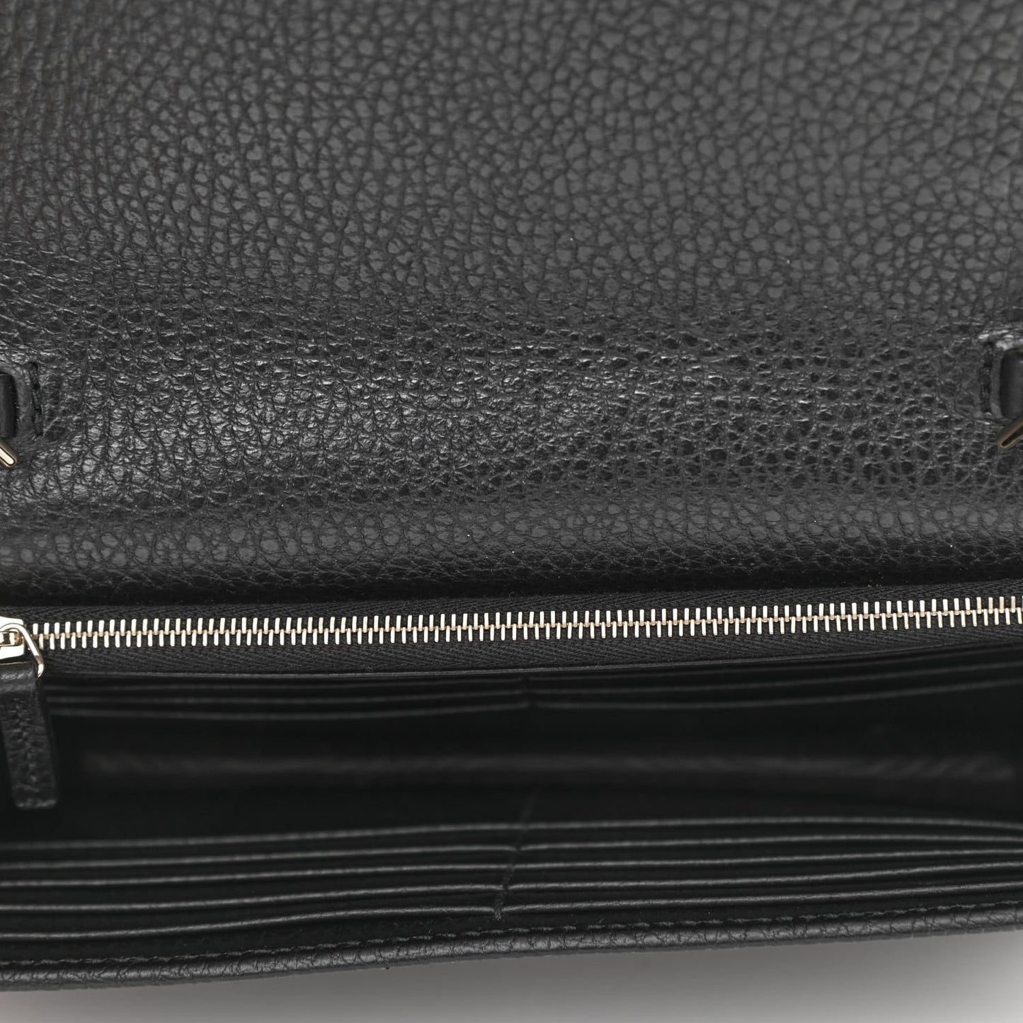Dollar Calfskin Interlocking G Chain Wallet Black