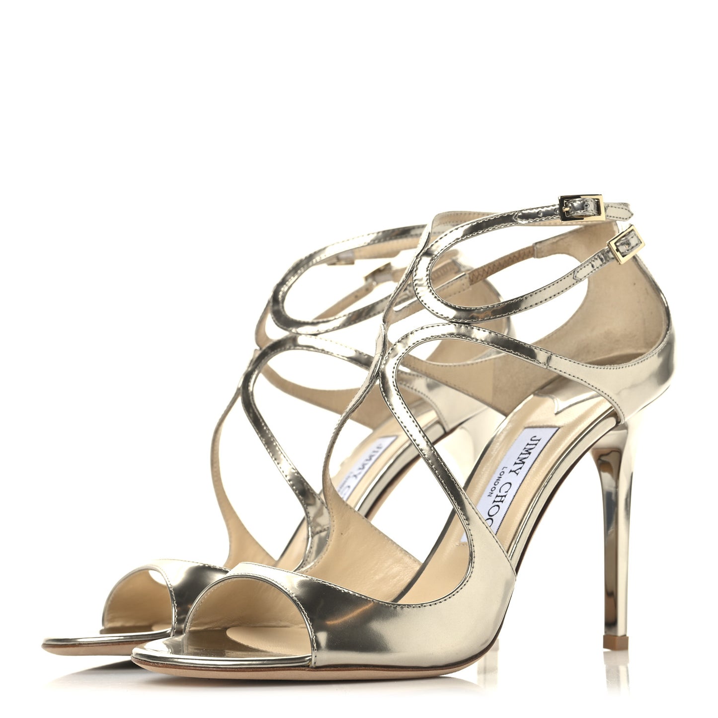 Mirror Calfskin Lang Sandals 41 Gold