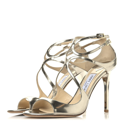 Jimmy Choo Mirror Calfskin Lang Sandals 41 Gold 4 of 9