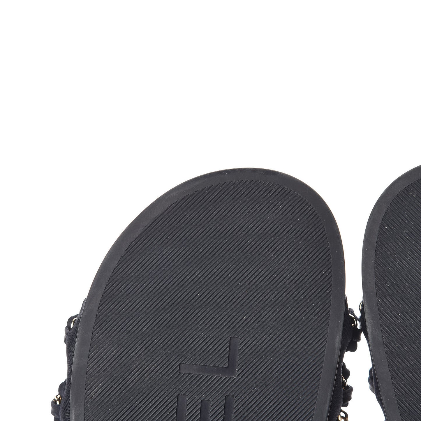 Satin Canvas Chain Slides Sandals Flats 37 Marine