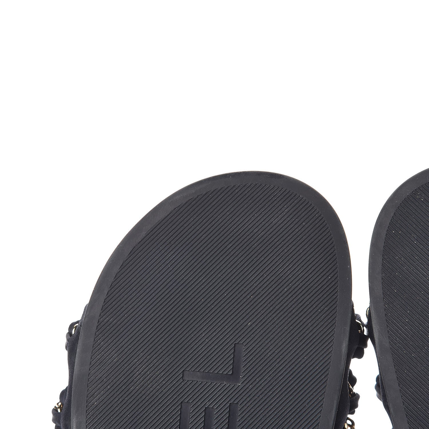 Chanel Satin Canvas Chain Slides Sandals Flats 37 Marine 13 of 14