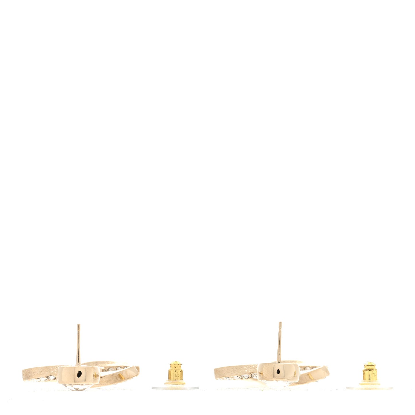 Metal Baguette Crystal CC Drop Earrings Gold