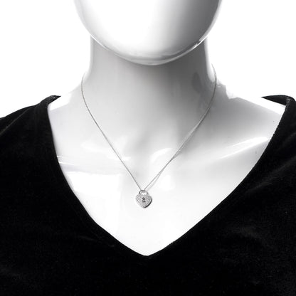 Tiffany Platinum Diamond Small Heart Lock Pendant Necklace 2 of 6