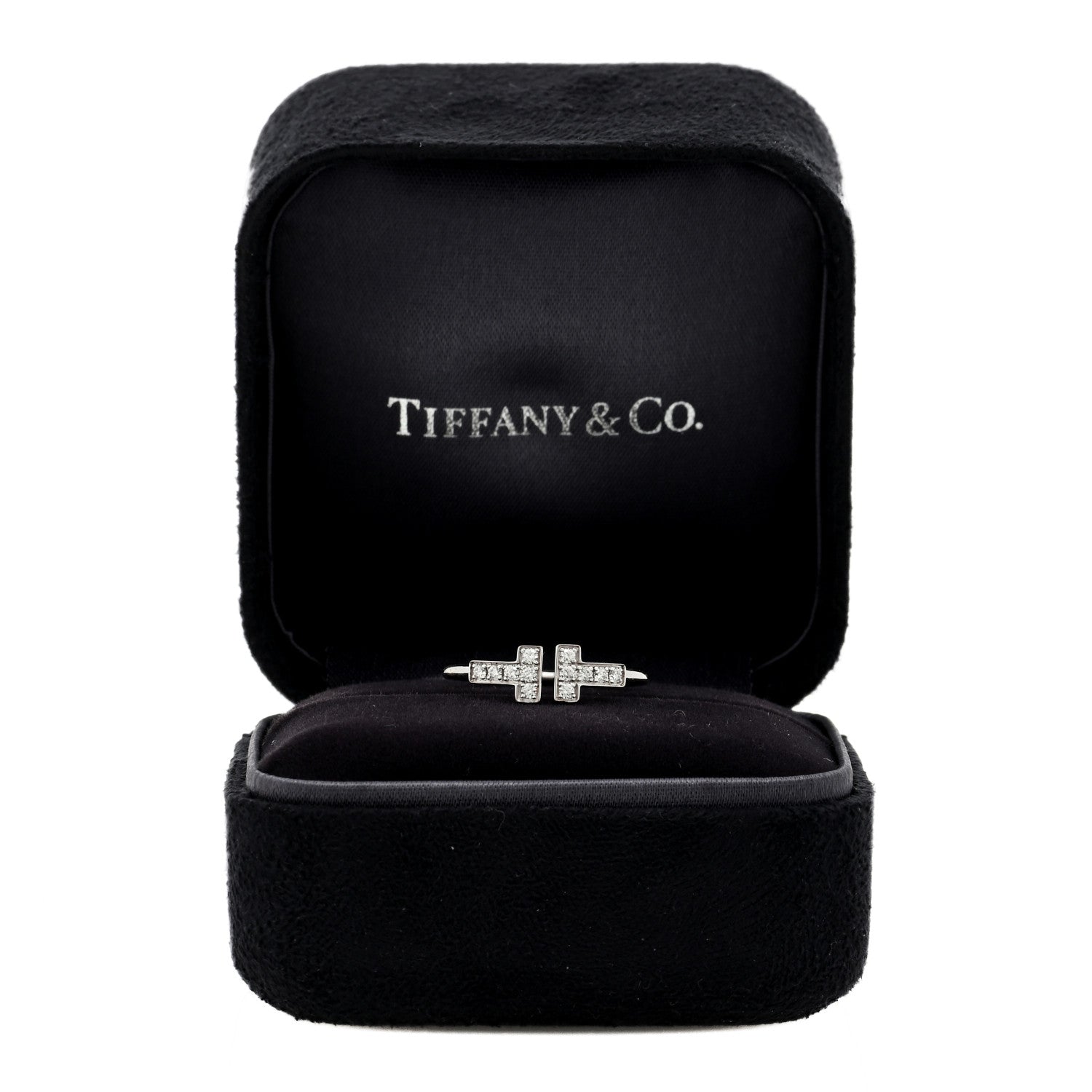 Tiffany 18K White Gold Diamond T Wire Ring 51 5.75 5 of 5