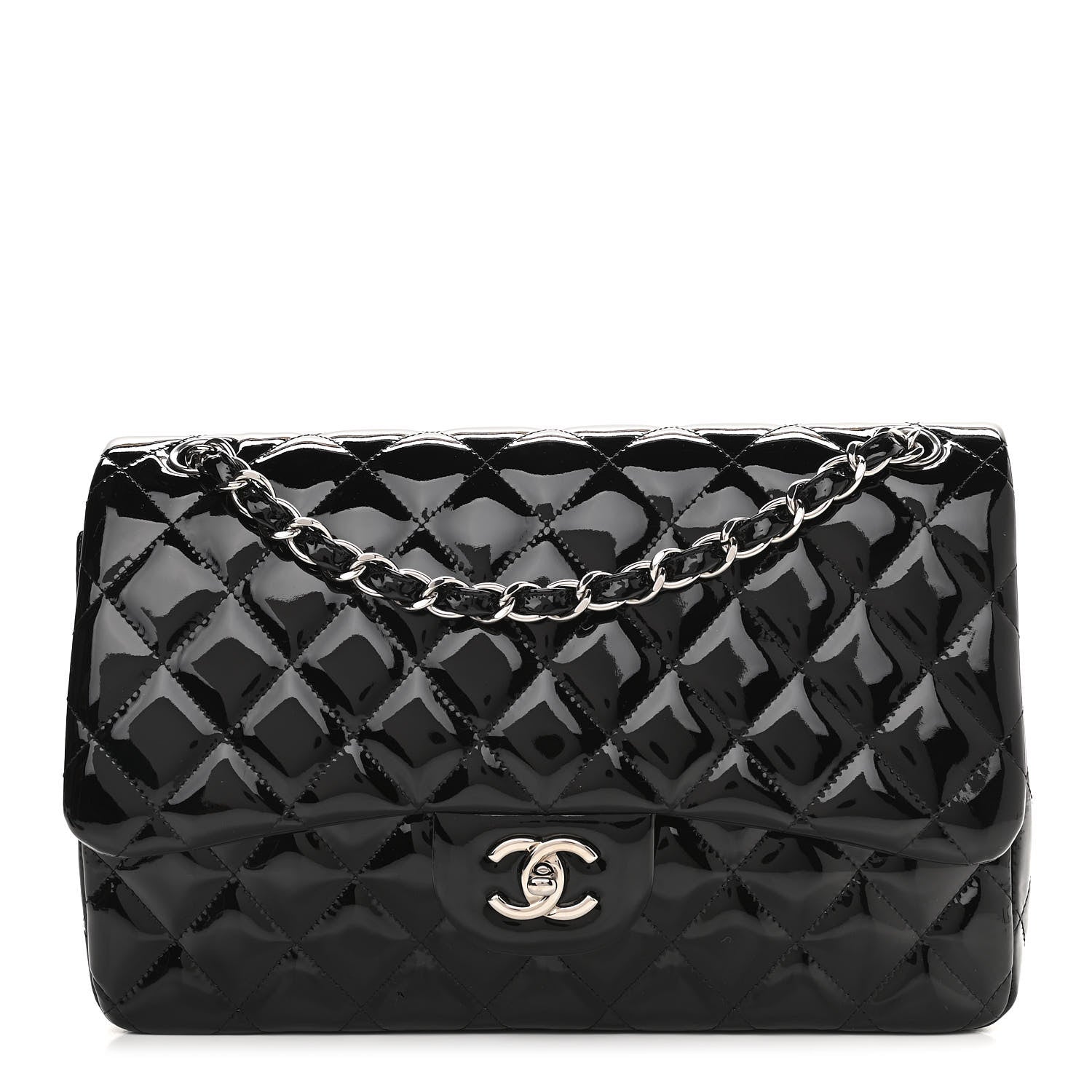 Chanel Patent Quilted Jumbo Double Flap Black 1 of 10