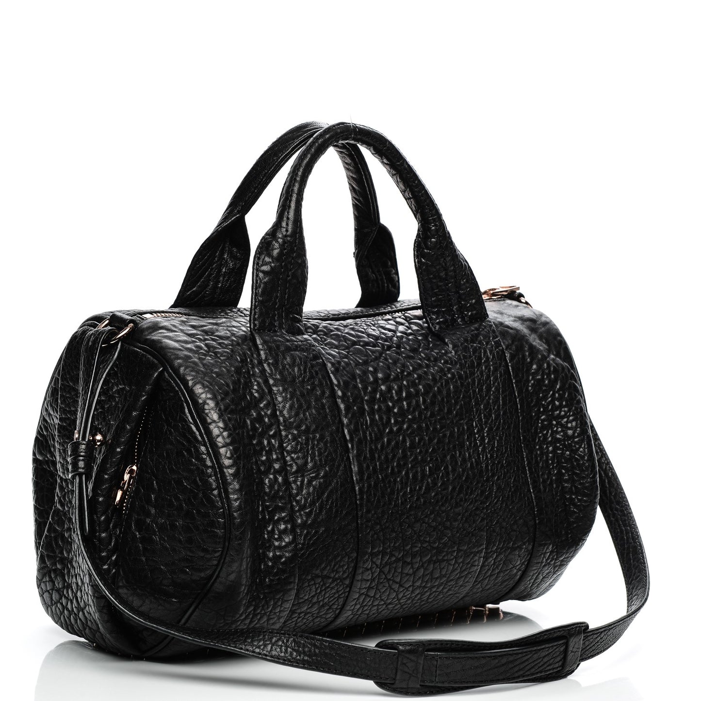 Pebbled Lambskin Rocco Black Rose Gold Hardware