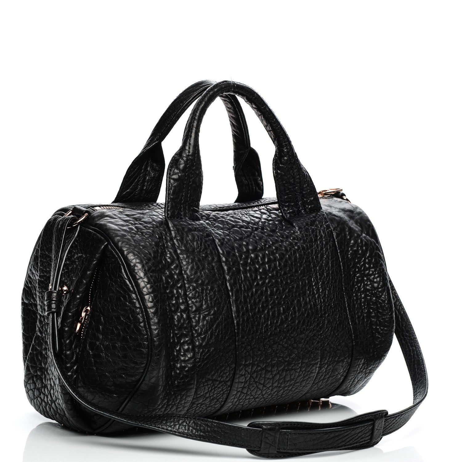 Alexander Wang Pebbled Lambskin Rocco Black Rose Gold Hardware 3 of 6