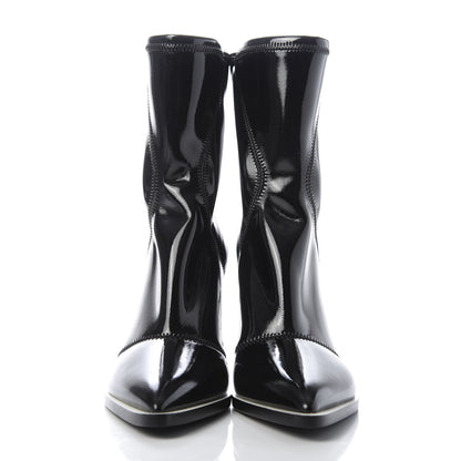 Fendi Glossy Neoprene FFrame Ankle Boots 39.5 Black 3 of 8