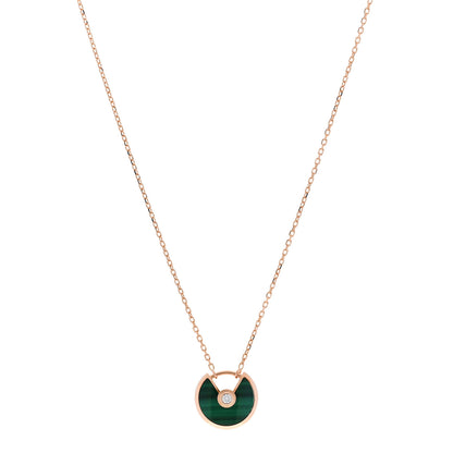 Cartier 18K Pink Gold Diamond Malachite XS Amulette de Cartier Pendant Necklace 1 of 6