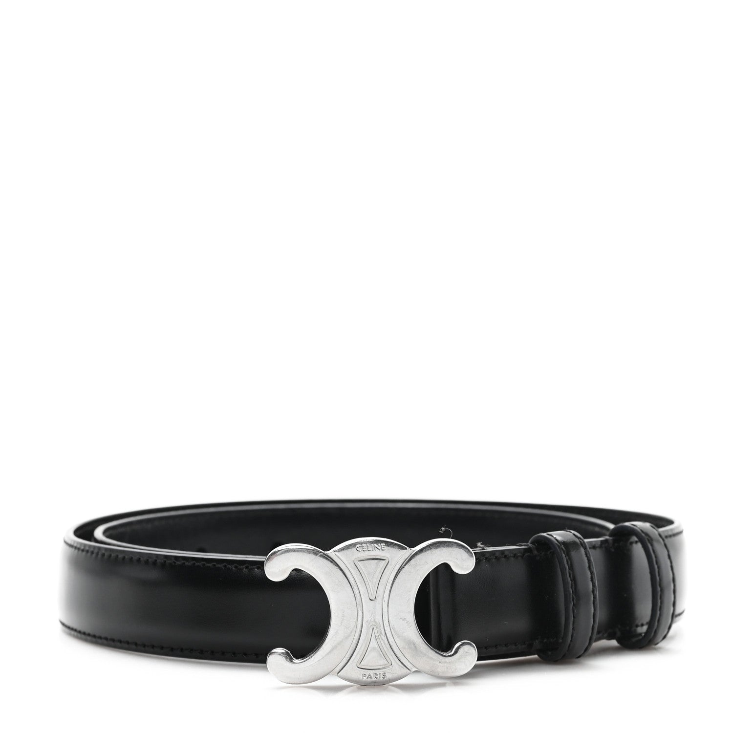 Celine Taurillon Calfskin Medium 25mm Triomphe 80 32 Belt Black 1 of 7