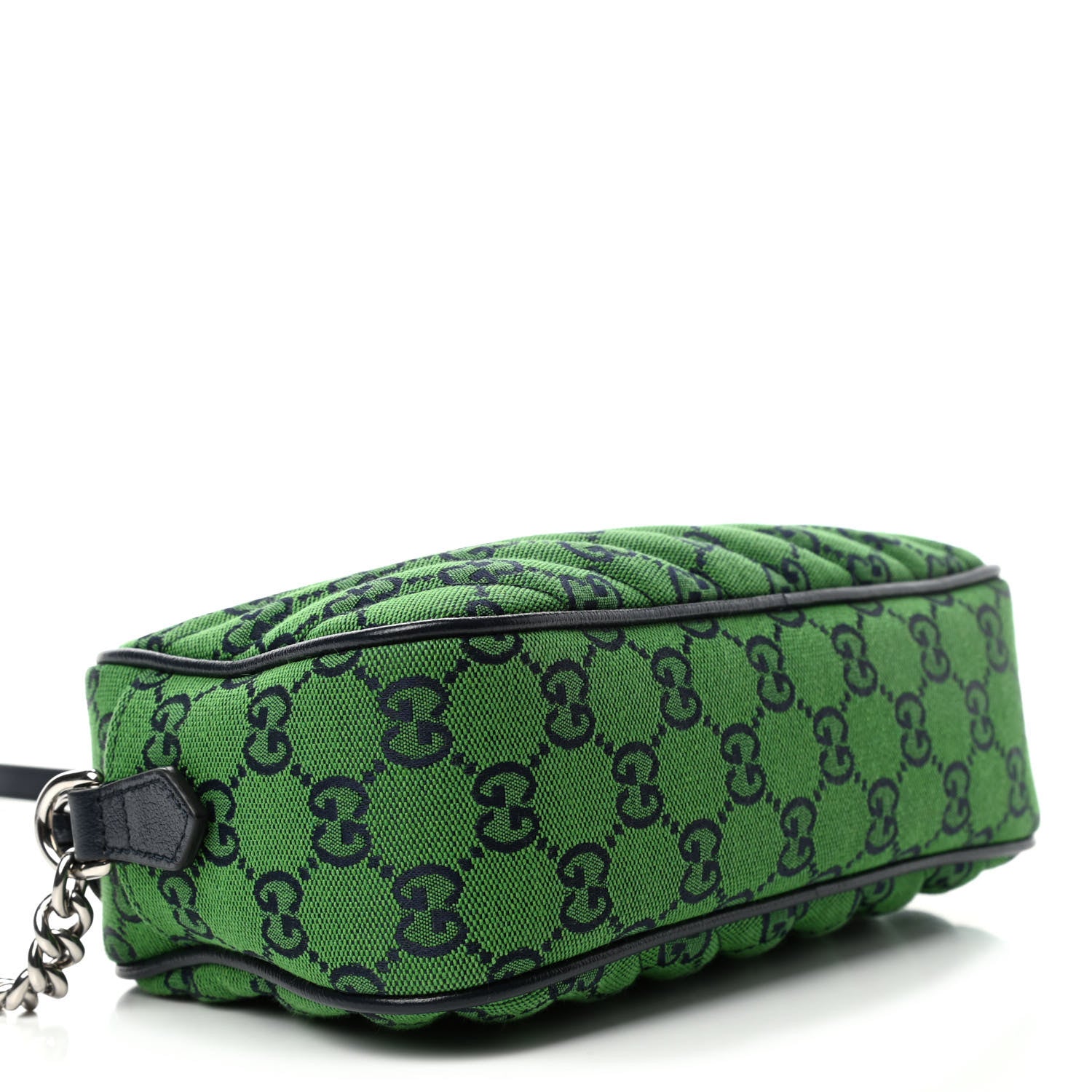 Gucci Monogram Multicolor Matelasse Diagonal Small GG Marmont Chain Shoulder Bag Green Blue 3 of 4