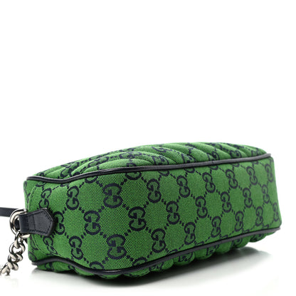 Gucci Monogram Multicolor Matelasse Diagonal Small GG Marmont Chain Shoulder Bag Green Blue 3 of 4