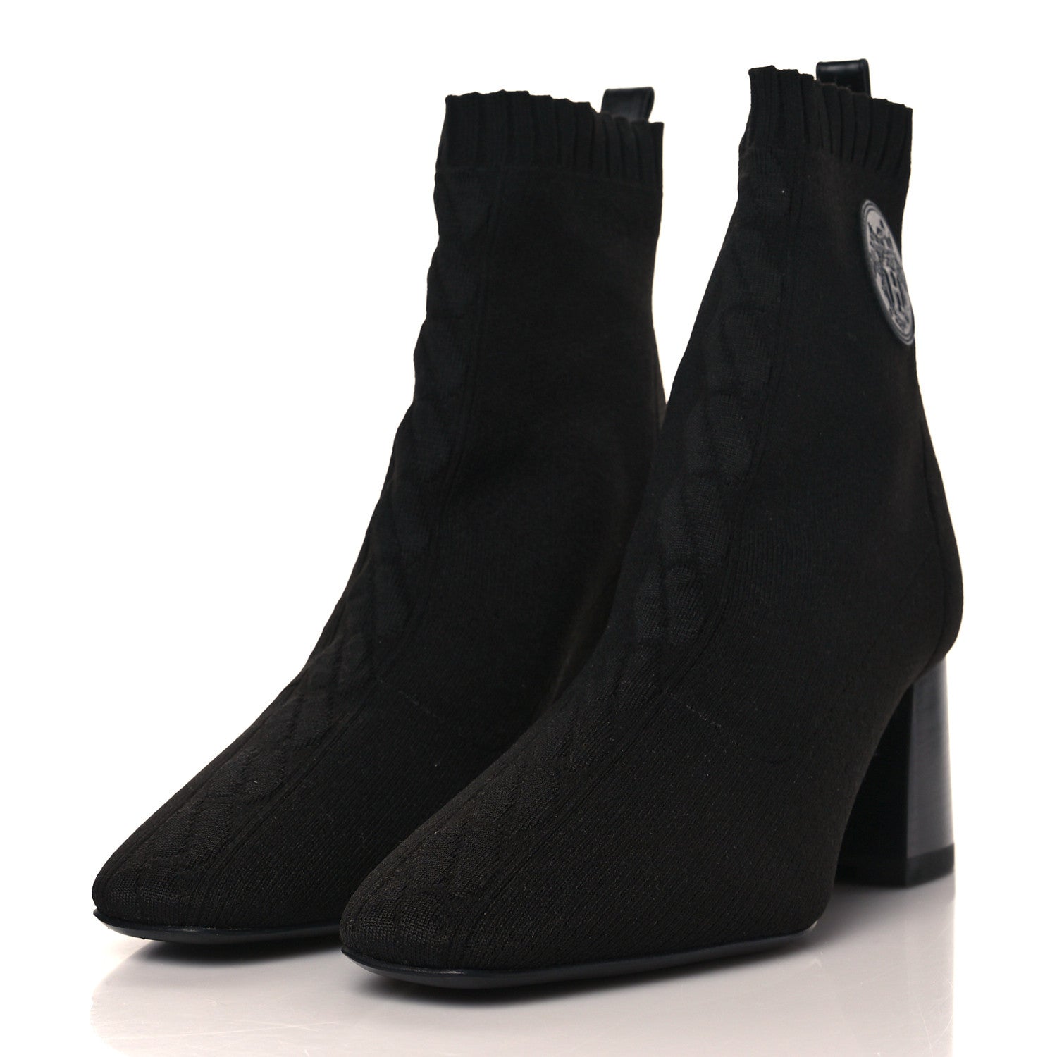 Hermes Knit Calfskin Volver Ankle Boots 40 Black 3 of 8