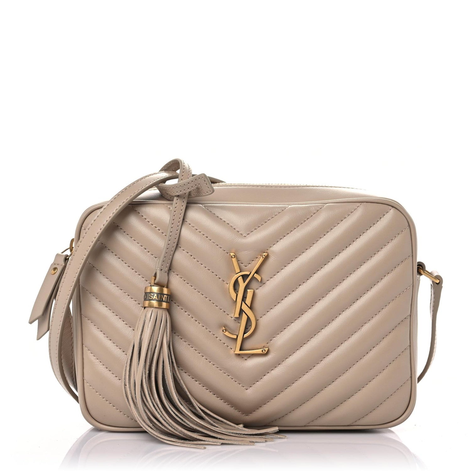 Saint Laurent Calfskin Matelasse Monogram Lou Camera Bag Dark Beige 1 of 9