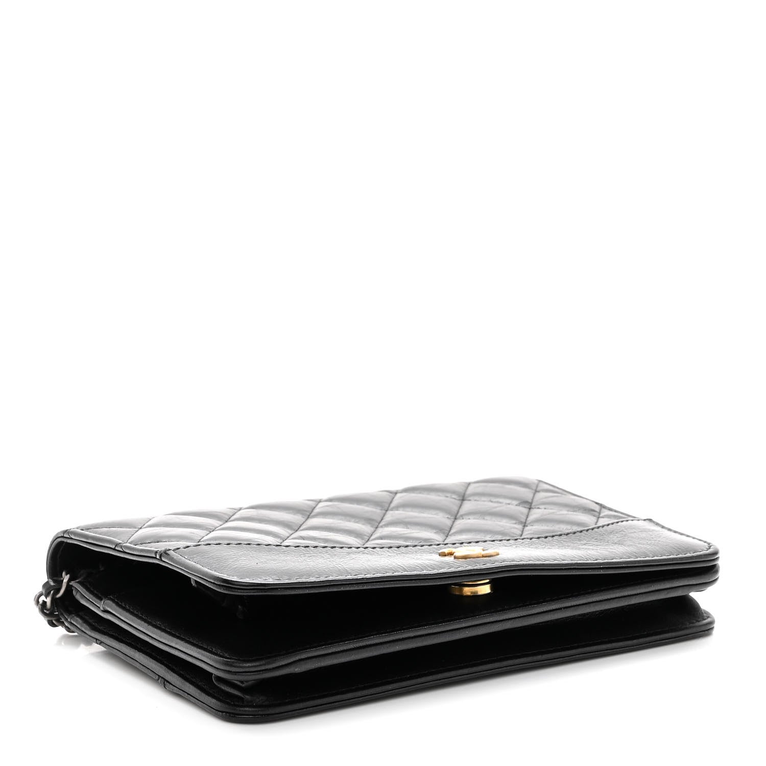 Chanel Aged Calfskin Quilted Gabrielle Wallet On Chain WOC Black 4 of 12