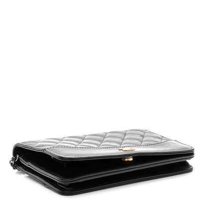 Chanel Aged Calfskin Quilted Gabrielle Wallet On Chain WOC Black 4 of 12