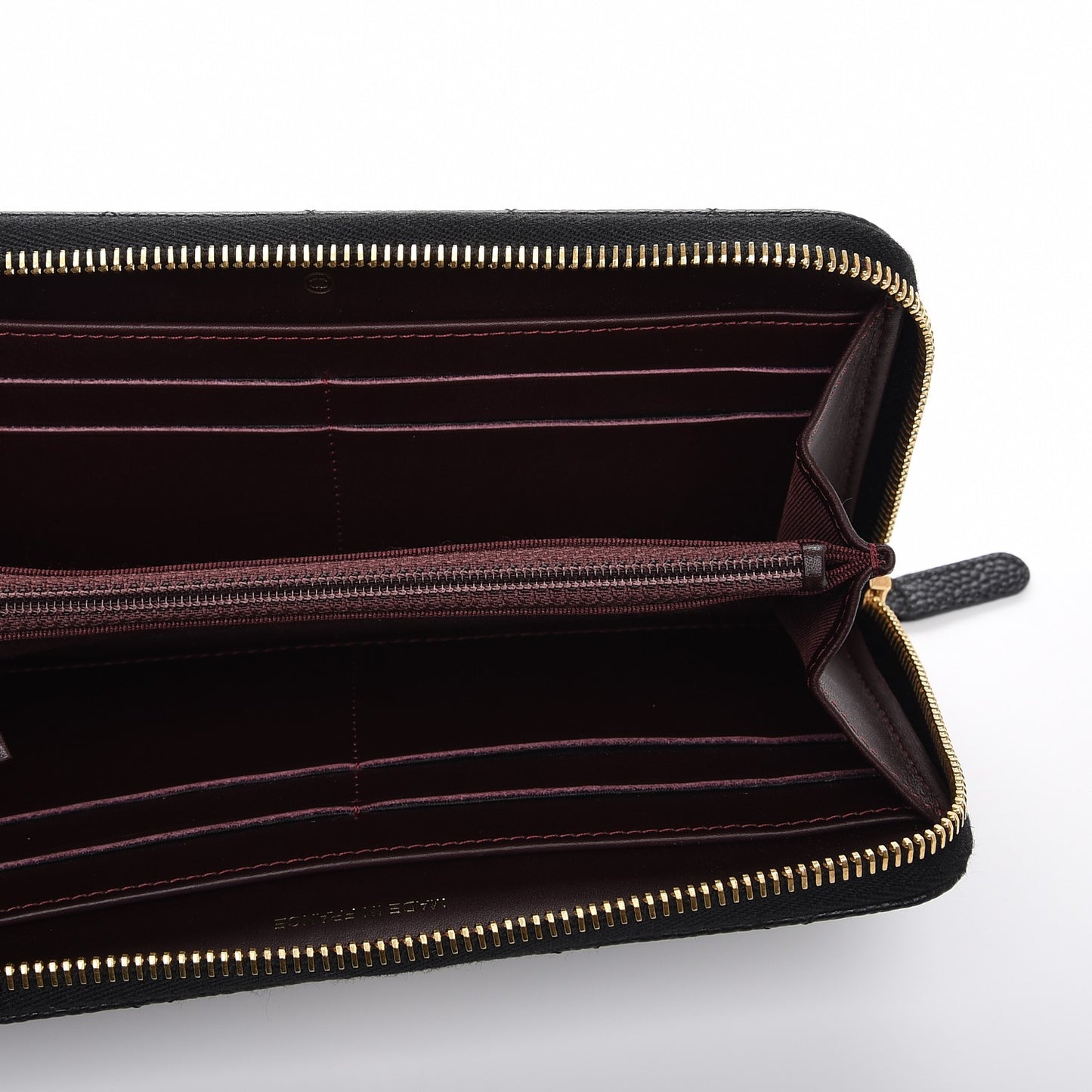 Caviar Quilted Large Gusset Zip Around Wallet Black