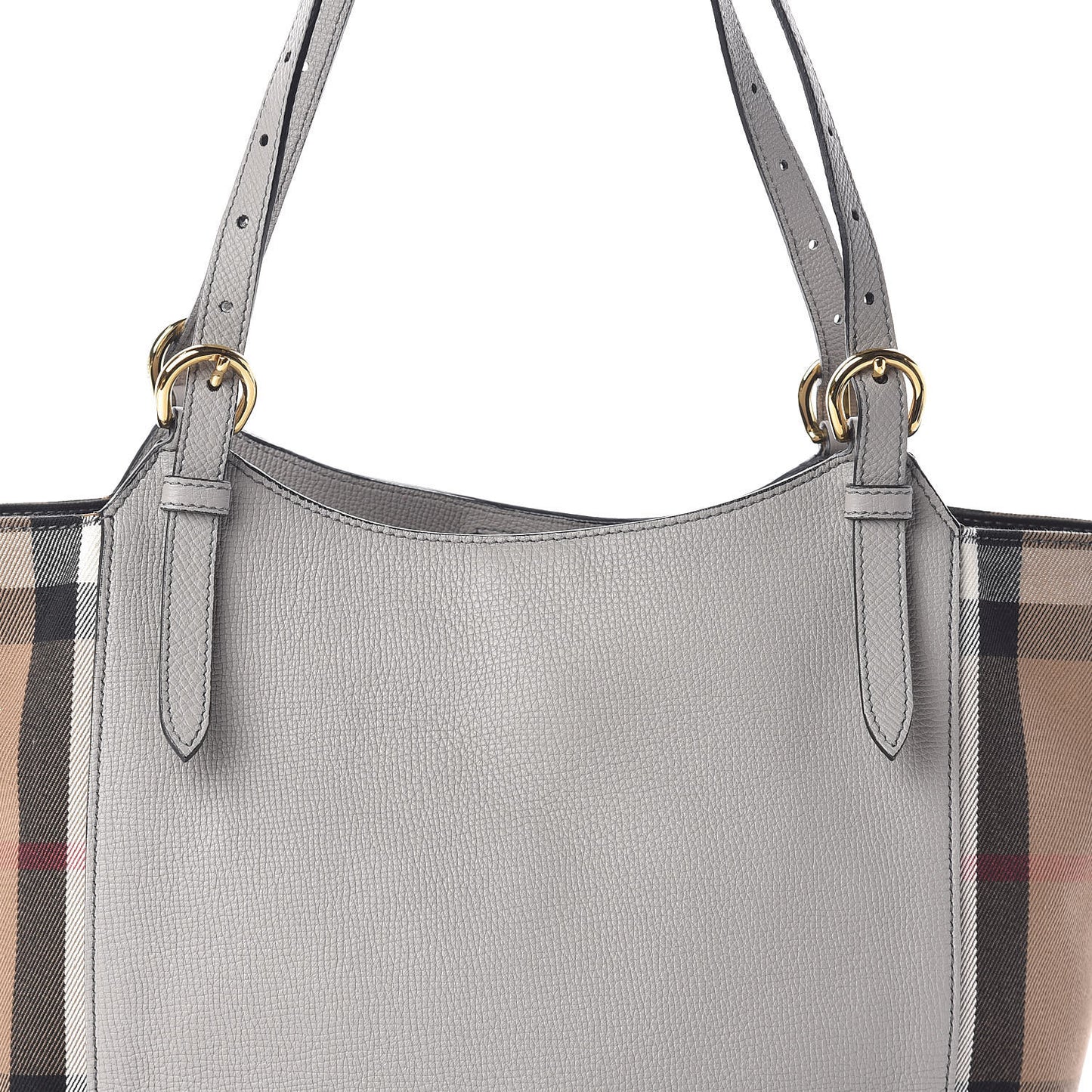 Grainy Calfskin House Check Small Canterbury Tote Pale Grey