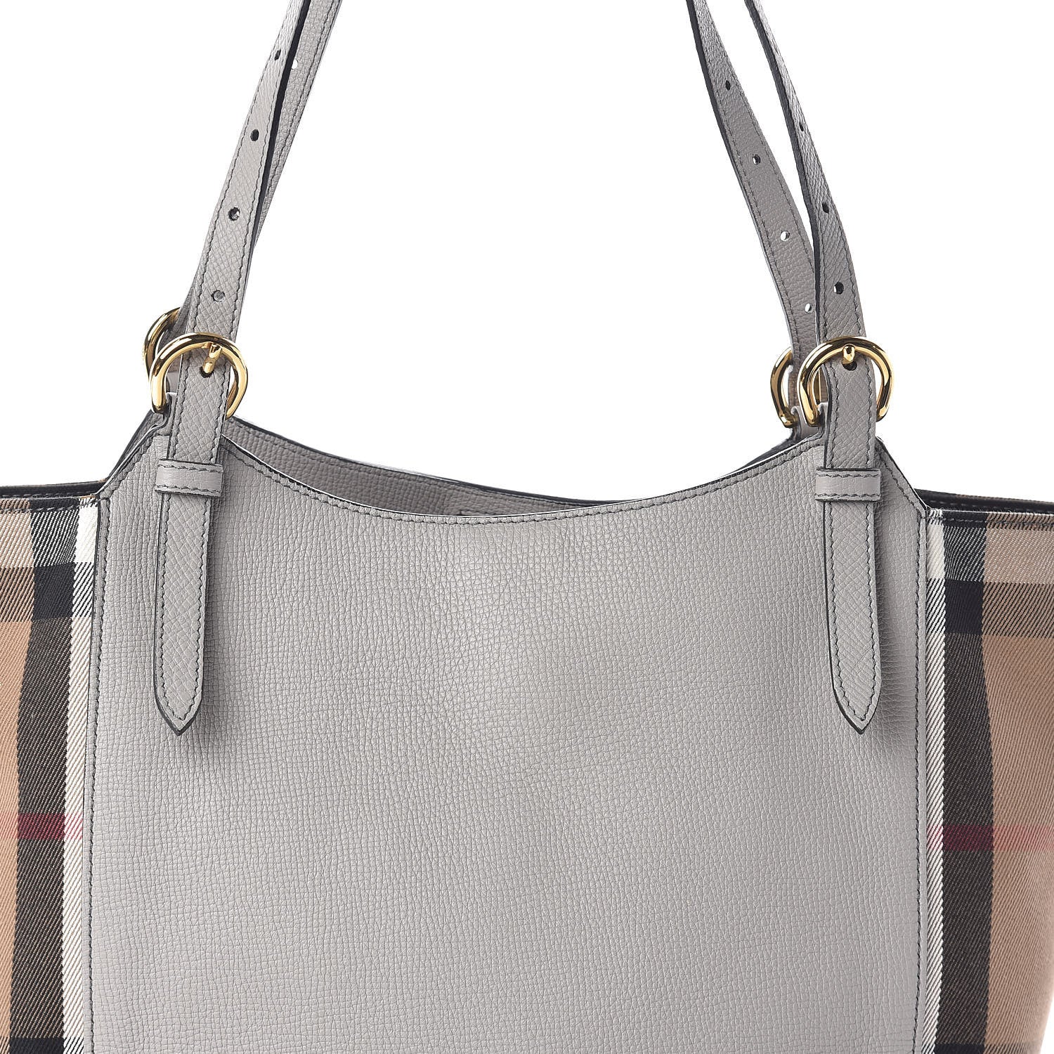 Burberry Grainy Calfskin House Check Small Canterbury Tote Pale Grey 7 of 9