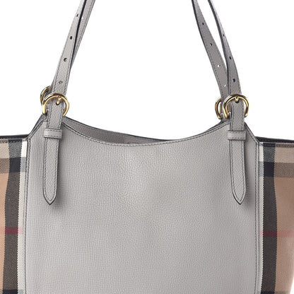 Burberry Grainy Calfskin House Check Small Canterbury Tote Pale Grey 7 of 9