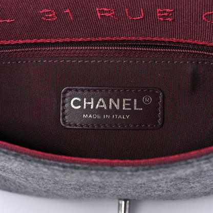 Chanel Felt Glazed Calfskin Quilted Edelweiss Flower Flap Grey 7 of 13