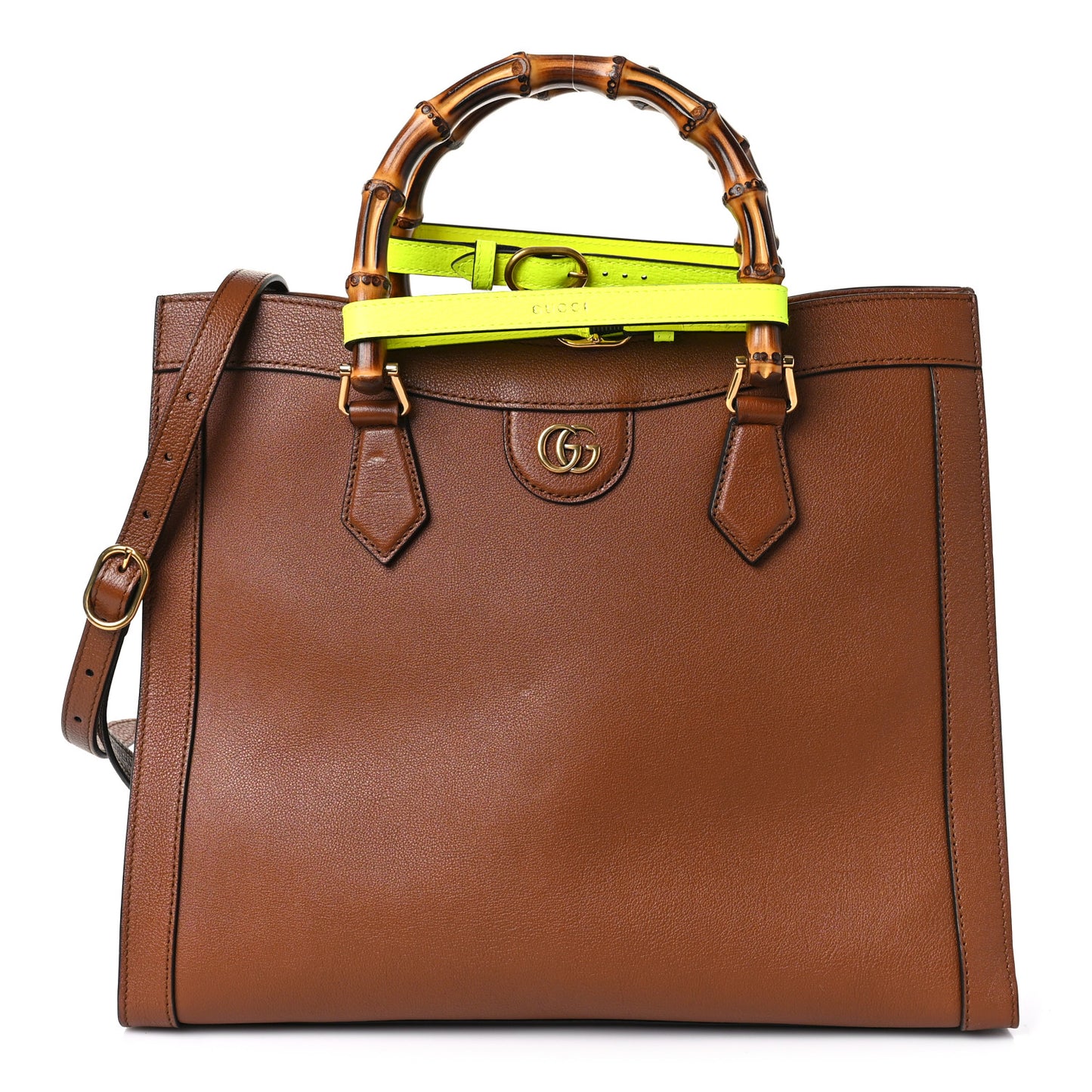 Wonka Grain Calfskin Medium Diana Tote Bag Cuir Yellow Fluo