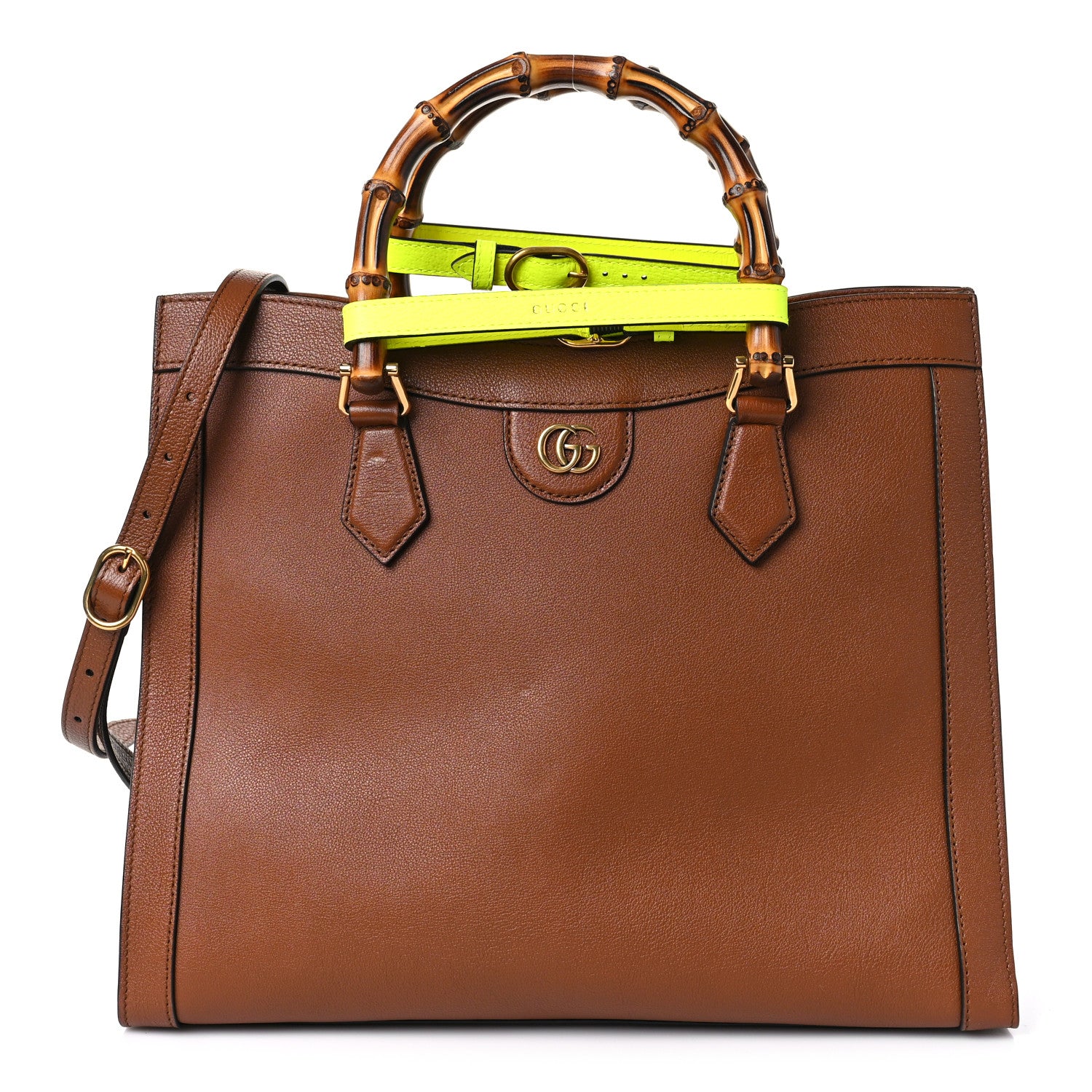Gucci Wonka Grain Calfskin Medium Diana Tote Bag Cuir Yellow Fluo 1 of 10