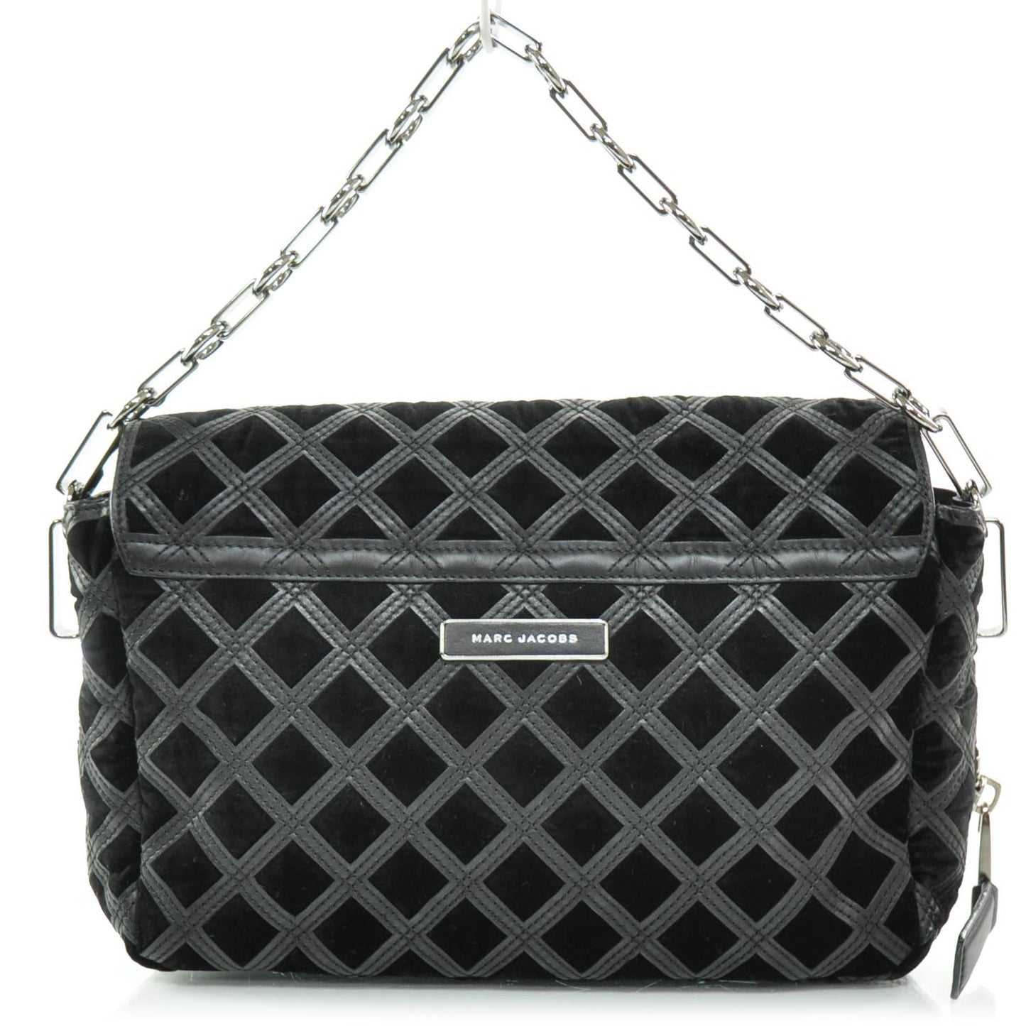 Pony Hair and Suede Lattice Flash Chain Bag Black