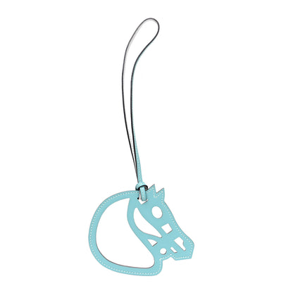 Hermes Swift Paddock Cheval Horse Bag Charm White Bleu Atoll 1 of 3