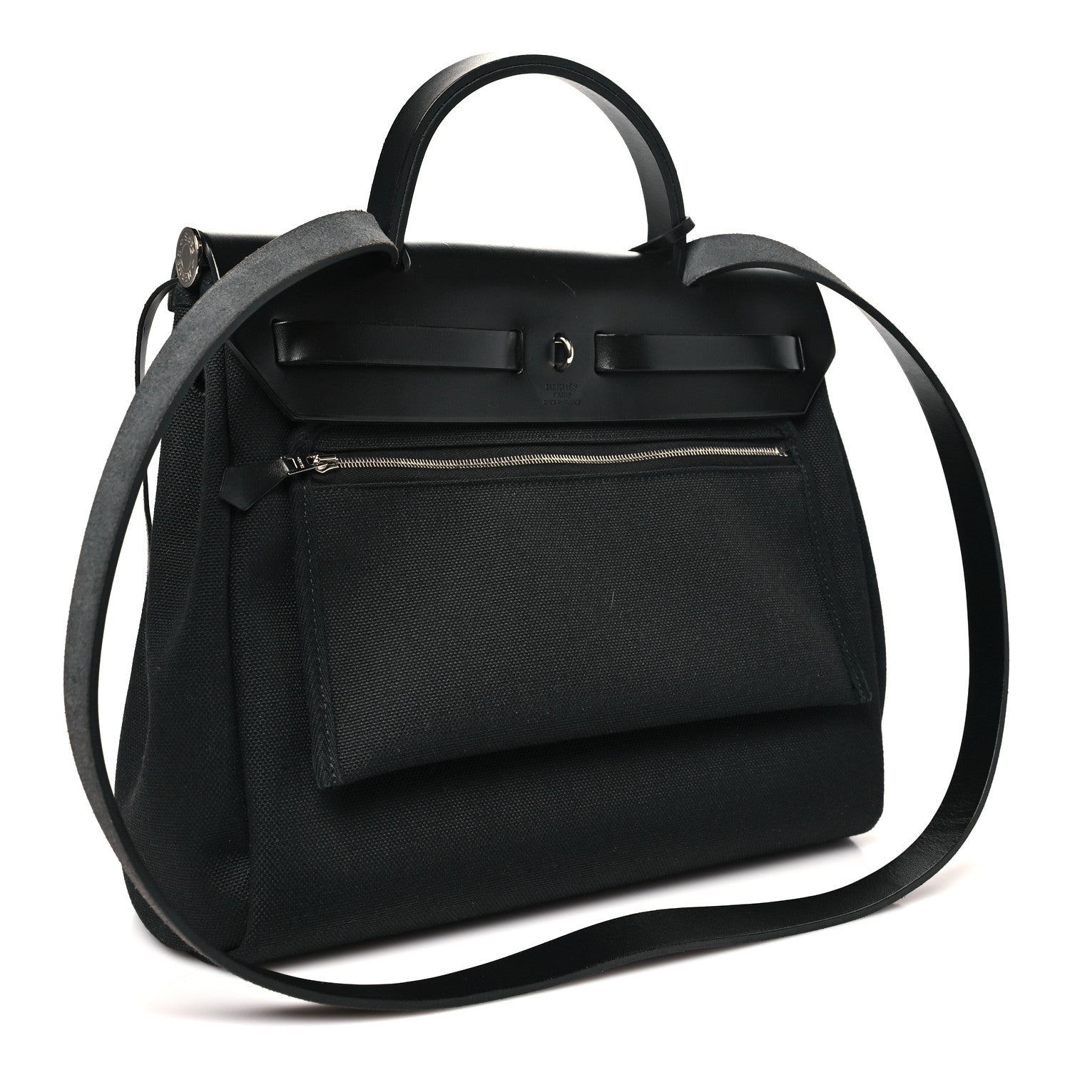 Hermes Military Toile Vache Hunter Herbag Zip Retourne 31 PM Black 4 of 11