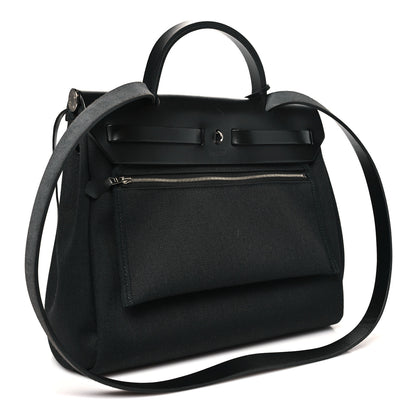 Hermes Military Toile Vache Hunter Herbag Zip Retourne 31 PM Black 4 of 11