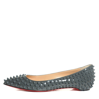 Christian Louboutin Patent Pigalle Spikes Flats 39 Grey 1 of 7