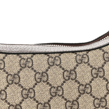 Gucci GG Supreme Monogram Textured Calfskin Web Mini Ophidia Half Moon Hobo Beige Ebony New Acero 7 of 9