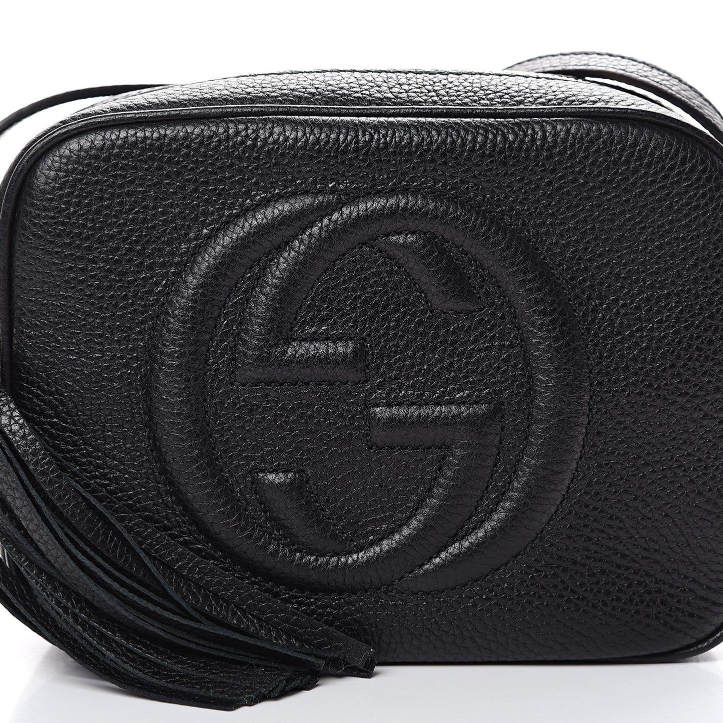 Pebbled Calfskin Small Soho Disco Bag Black