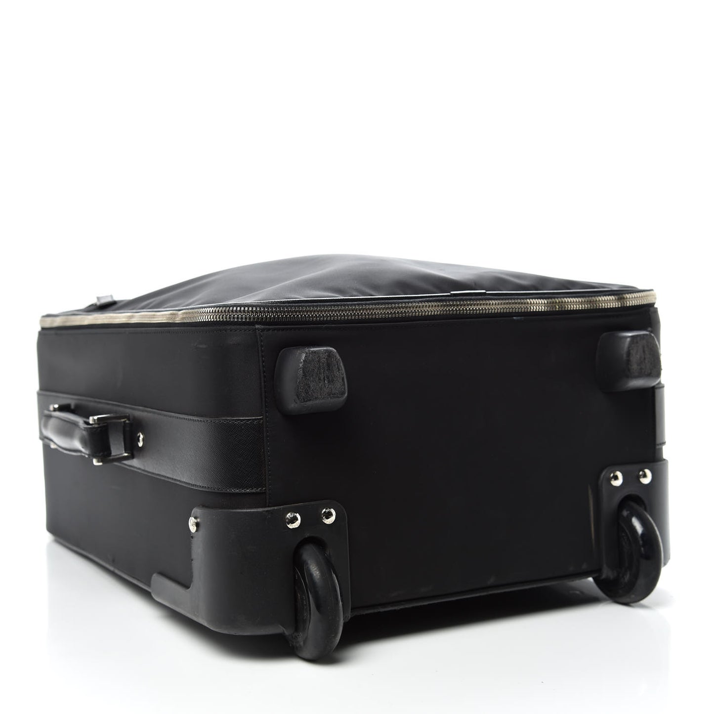 Tessuto Nylon Saffiano Trolley Luggage Black