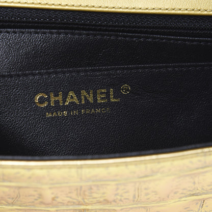 Chanel Metallic Calfskin Crocodile Embossed Cocodile Rectangular Mini Flap Gold 5 of 11