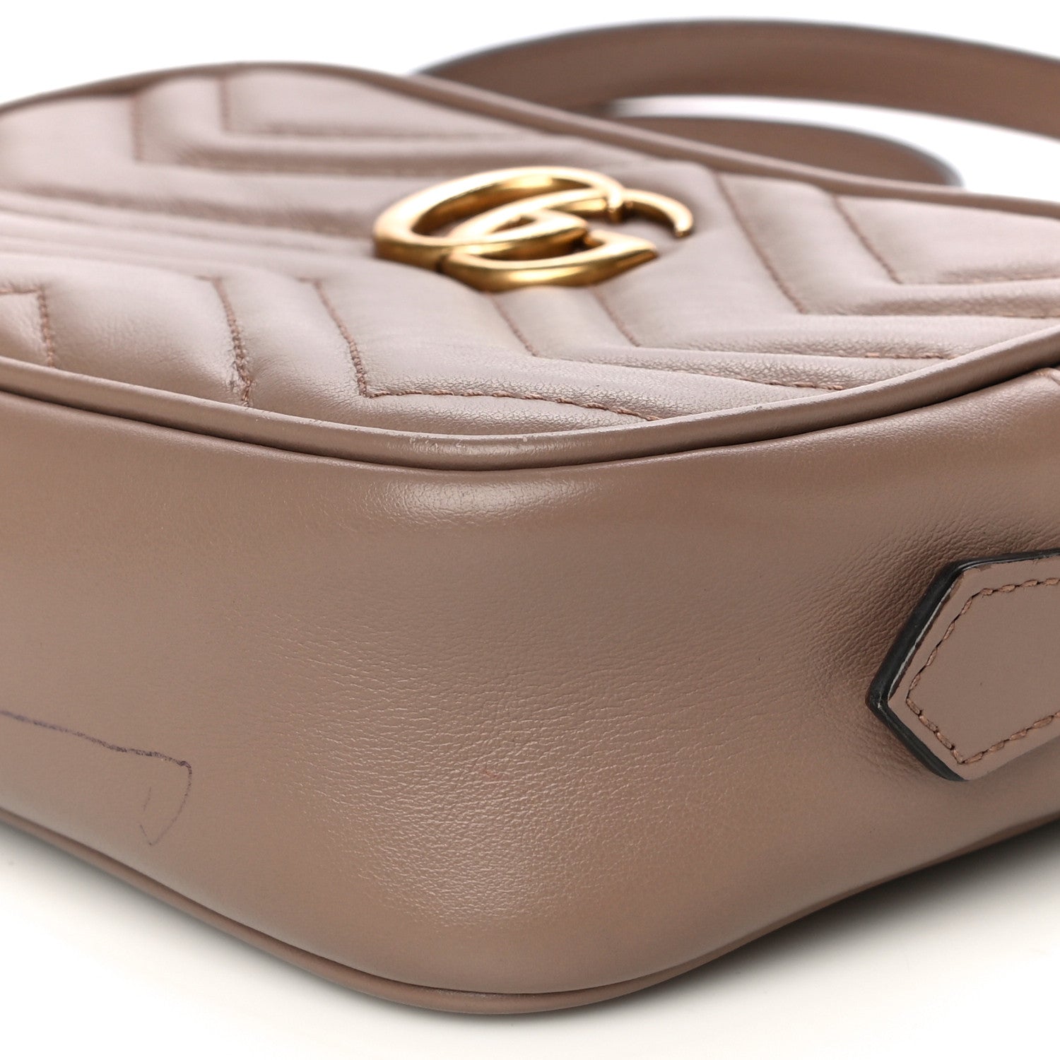 Gucci Calfskin Matelasse Mini GG Marmont Chain Shoulder Bag Porcelain Rose 10 of 19