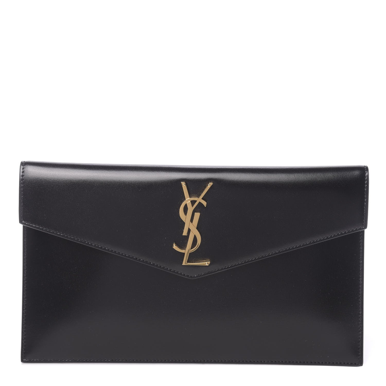 Saint Laurent Smooth Shiny Calfskin Monogram Uptown Pouch Black 1 of 6