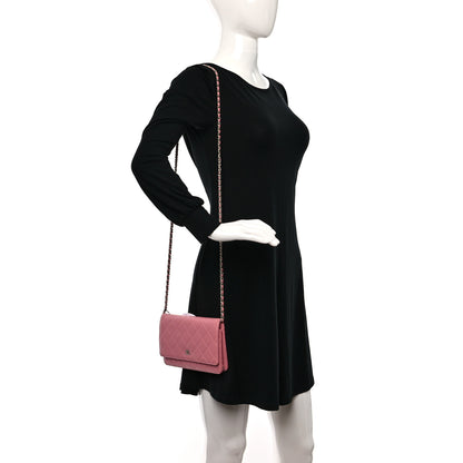 Chanel Lambskin Quilted Wallet On Chain WOC Pink 3 of 10
