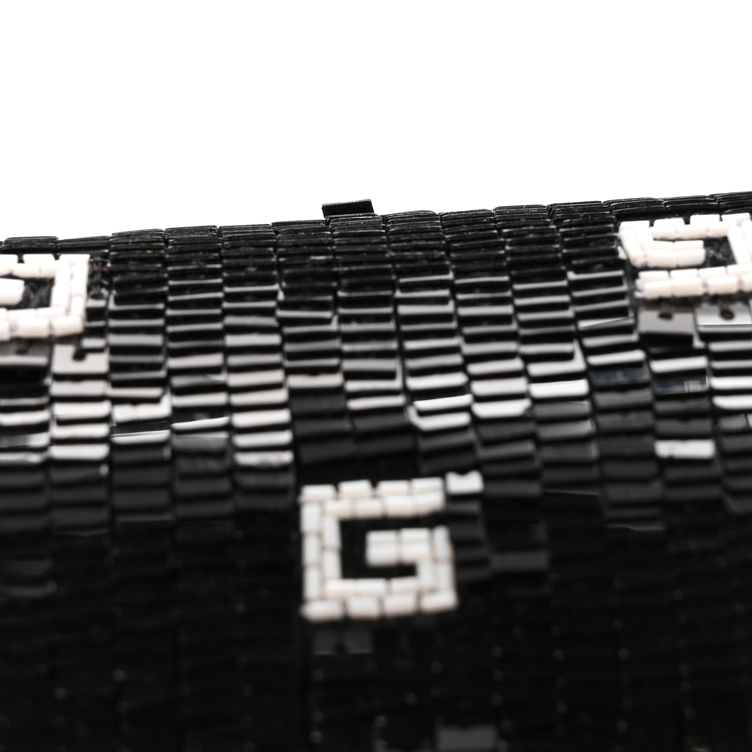Gucci Sequin Lizard Embossed GG Mini Bamboo 1947 Top Handle Chain Bag Black White 12 of 12
