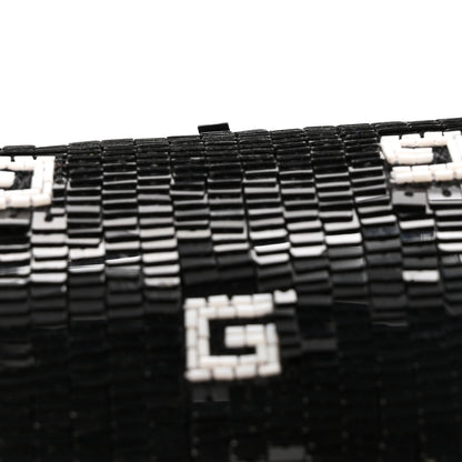 Gucci Sequin Lizard Embossed GG Mini Bamboo 1947 Top Handle Chain Bag Black White 12 of 12