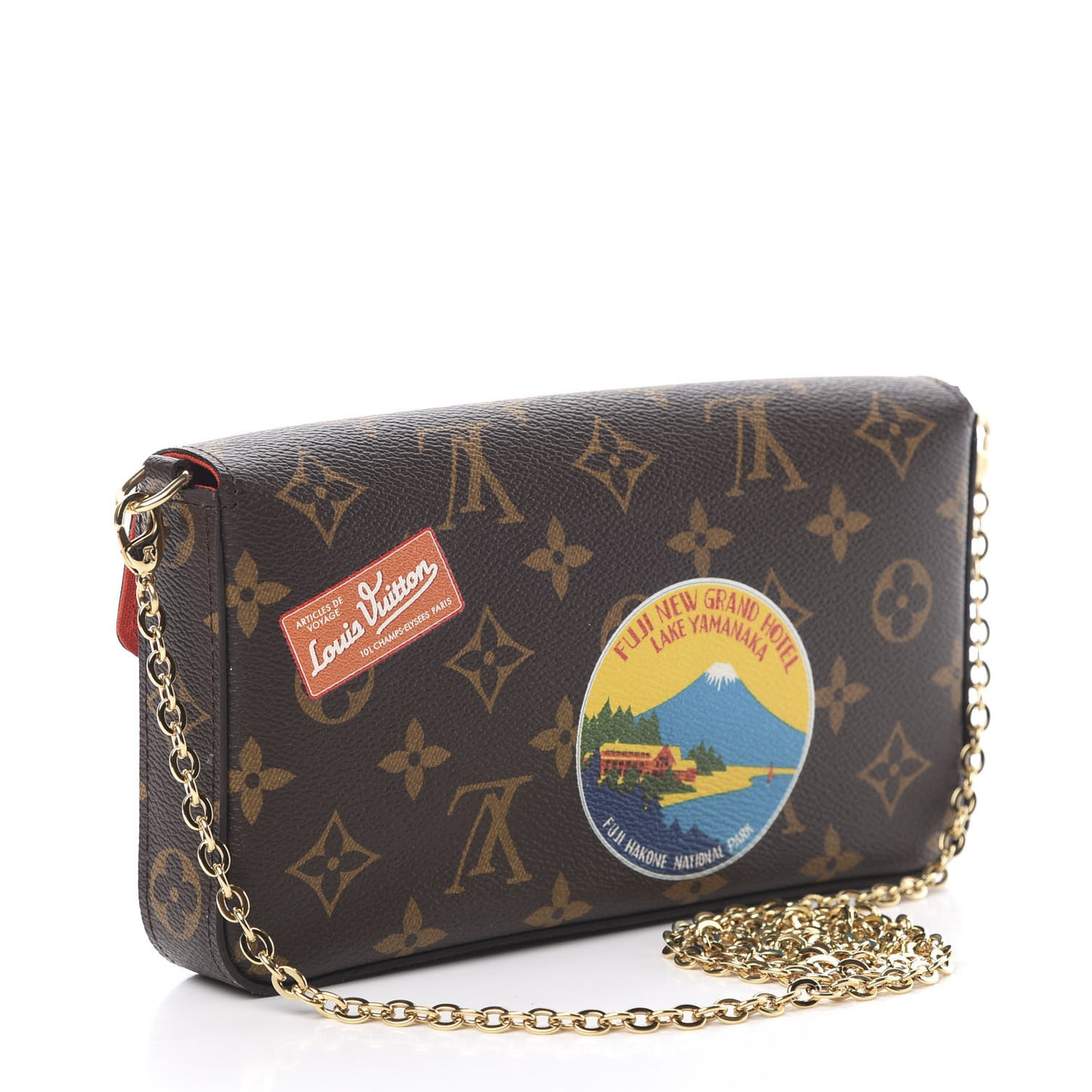 Monogram My LV World Tour Pochette Felicie Chain Wallet Coquelicot