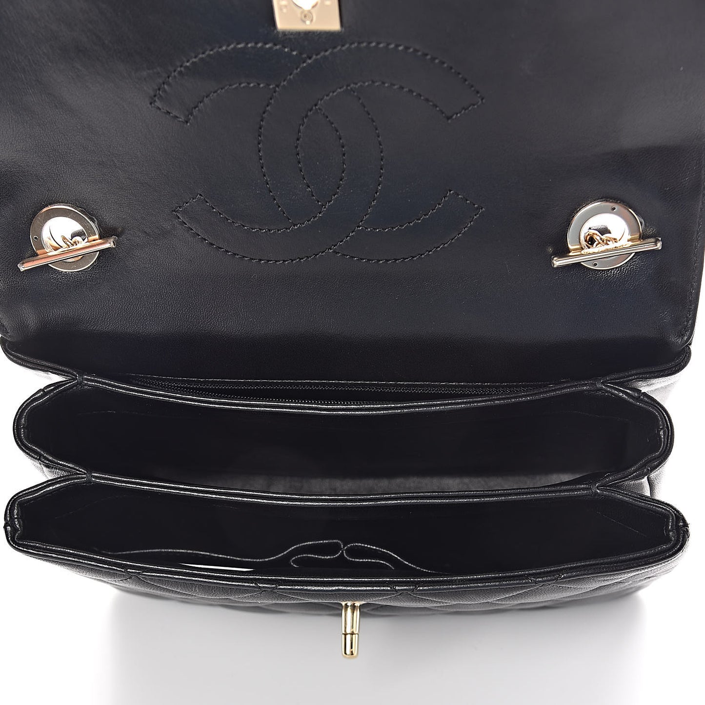 Lambskin Quilted Small Trendy CC Dual Handle Flap Bag Black