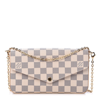 Louis Vuitton Damier Azur Pochette Felicie Chain Wallet Rose Ballerine 1 of 12