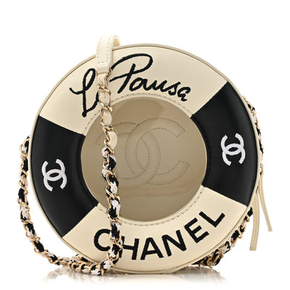 Chanel Lambskin Coco Lifesaver Round Bag Black White 1 of 14