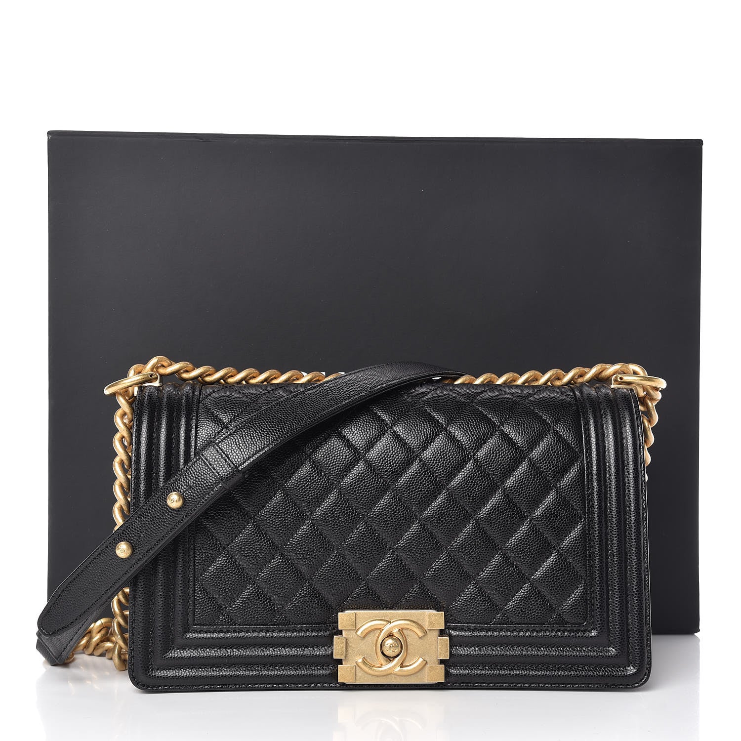 Chanel Caviar Quilted Medium Boy Flap Black 12 of 12